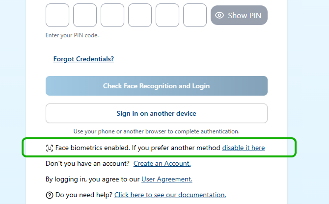 Alternative Authentication Button