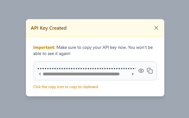 API Key Created Dialog