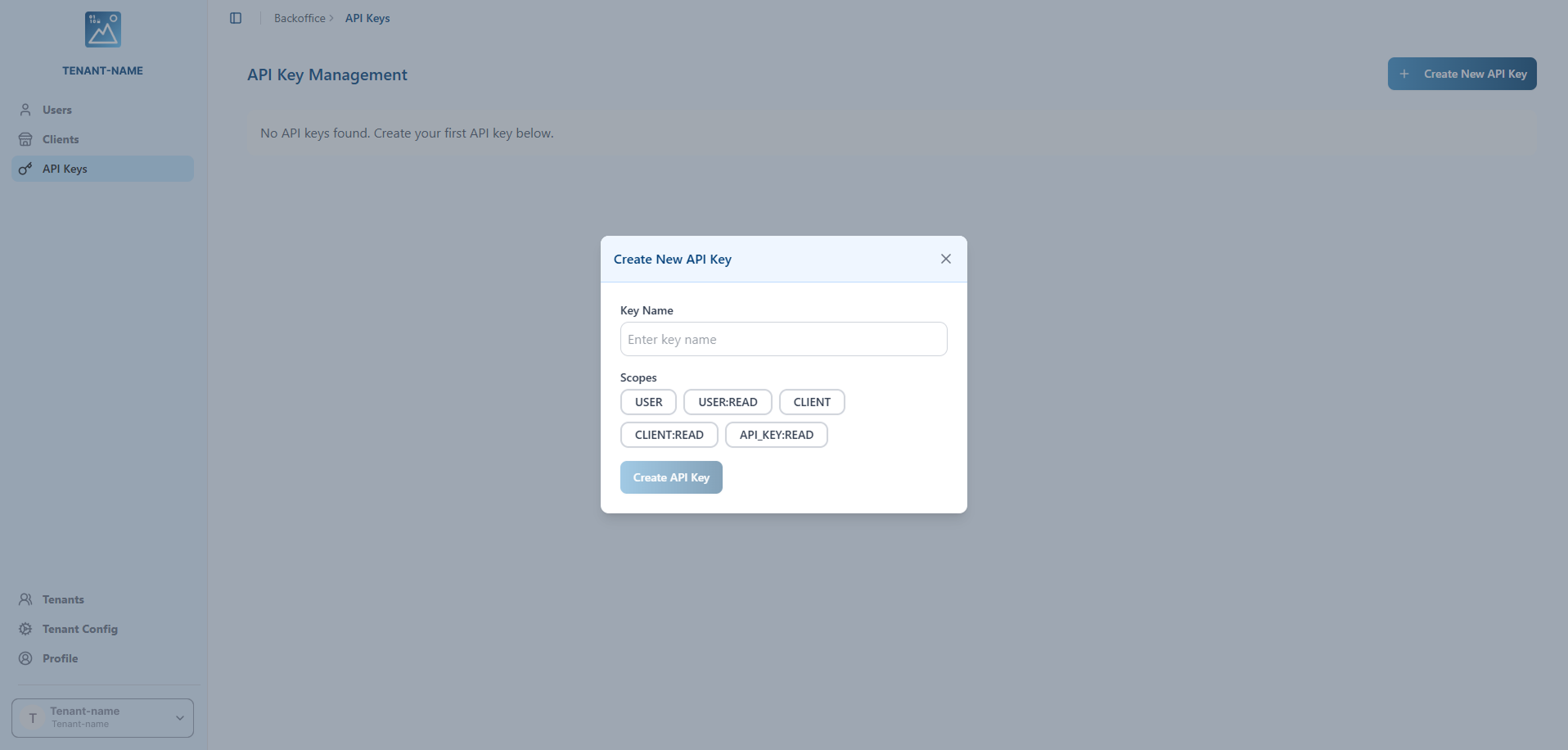 Create New API Key Form