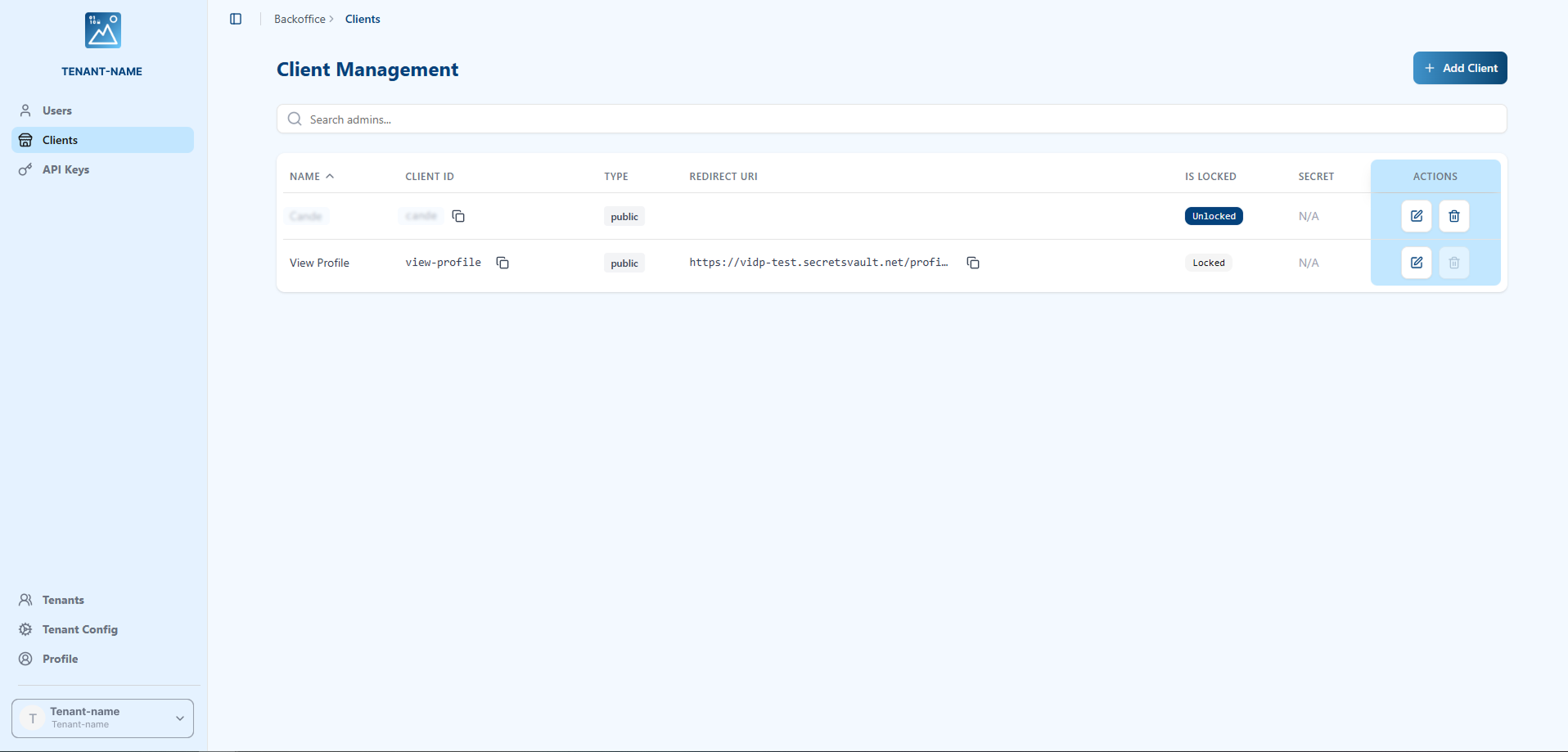 Client Management View