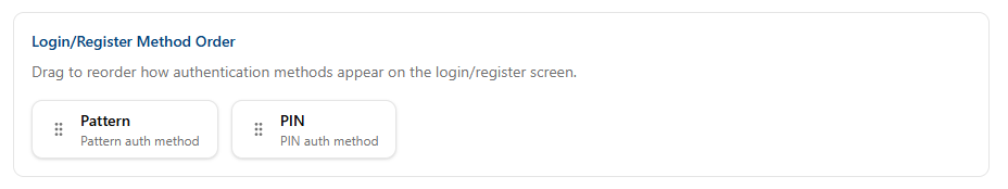 Tenant Configuration Authentication Settings - Method Order