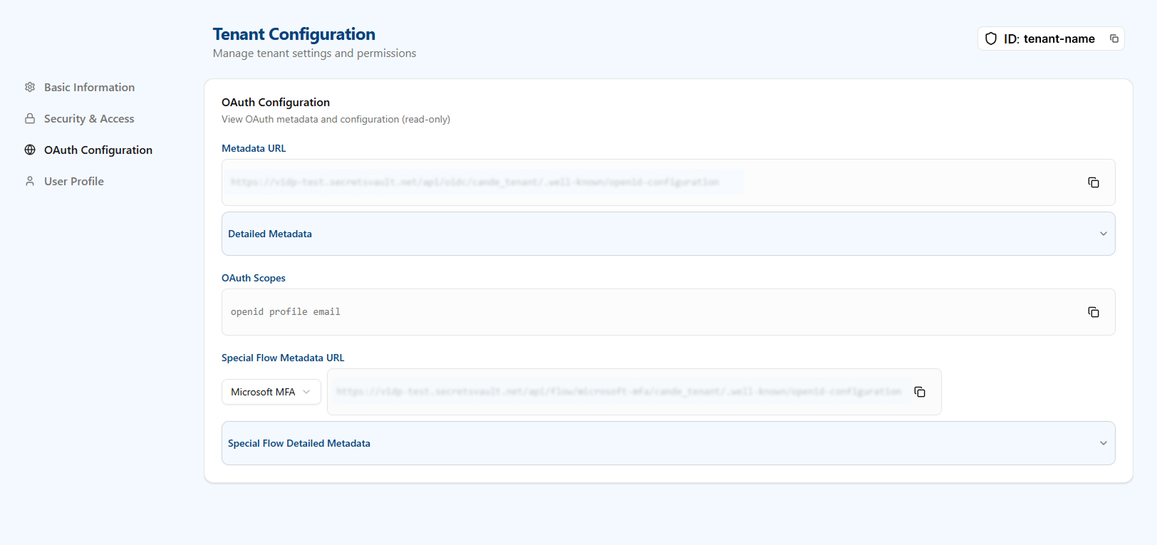 Tenant Configuration OAuth