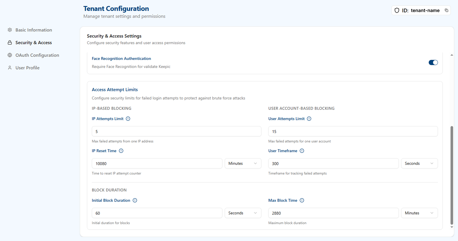 Tenant Configuration Security & Access Attempts