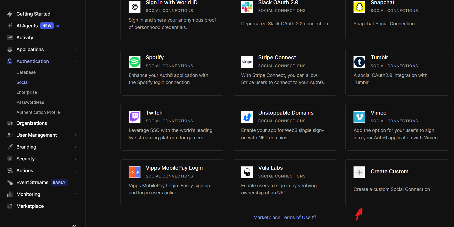 Create Custom Social Connection