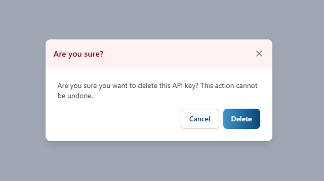 Delete API Key Confirmation