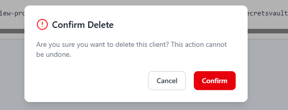 Delete Client Confirmation