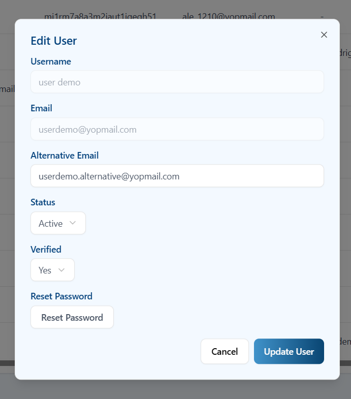 Edit User Dialog