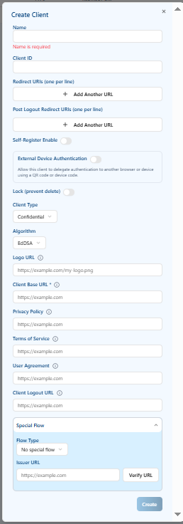 Create New Client Form