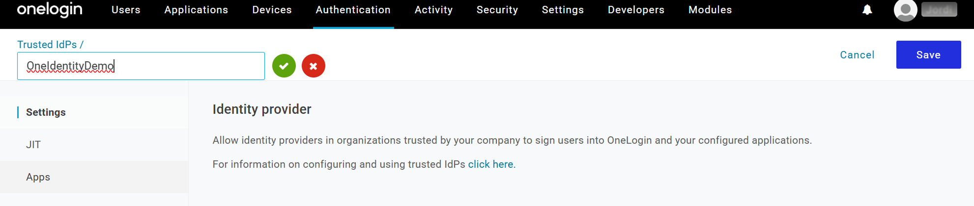 Create trust settings name