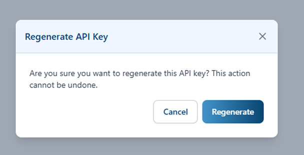 Regenerate API Key Confirmation