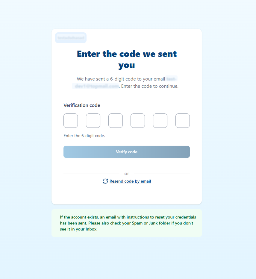 Reset Credentials Code
