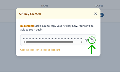 Copy API Key value
