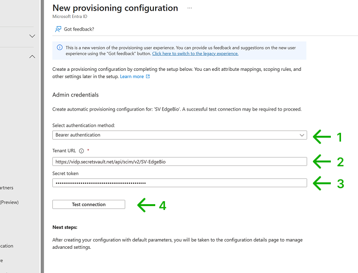Bearer authentication selection