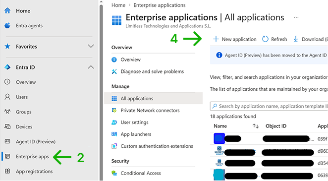 New application button